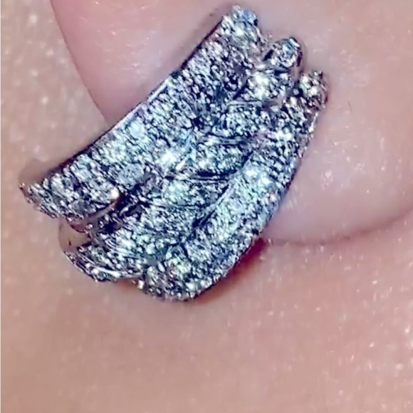 - 18K solid white gold Earrings women jewelry sparkling natural diamonds 💎 - Picture 4 of 12